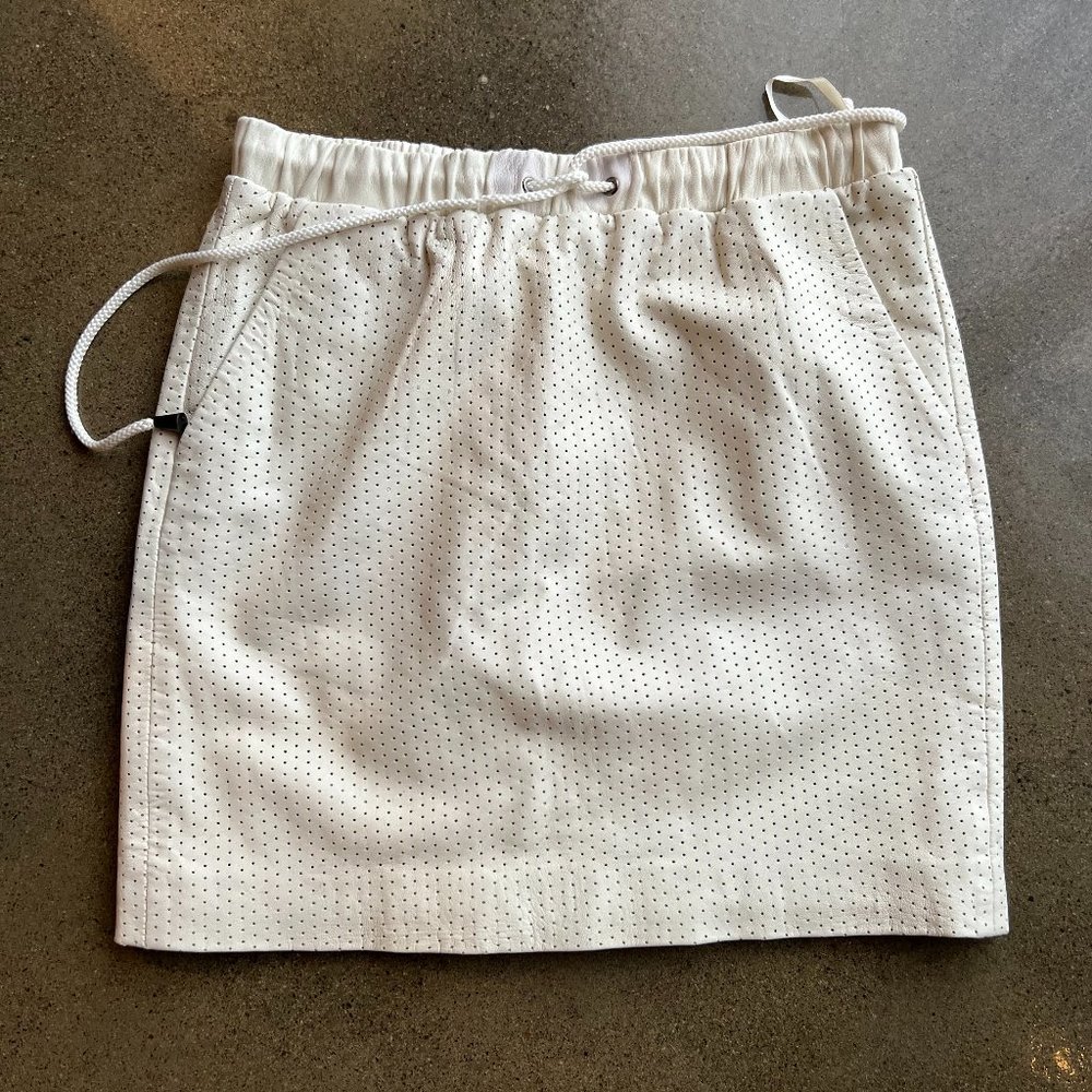 Perforated Leather Drawstring Mini Skirt - Picture 2 of 3